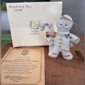 LENOX A Christmas Treat Gingerbread Man Christmas Ornament 2000 Box COA